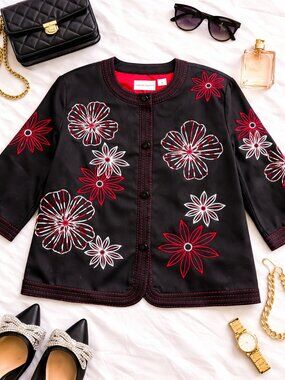 Alfred Dunner Embroidered Floral Jacket – Size 18